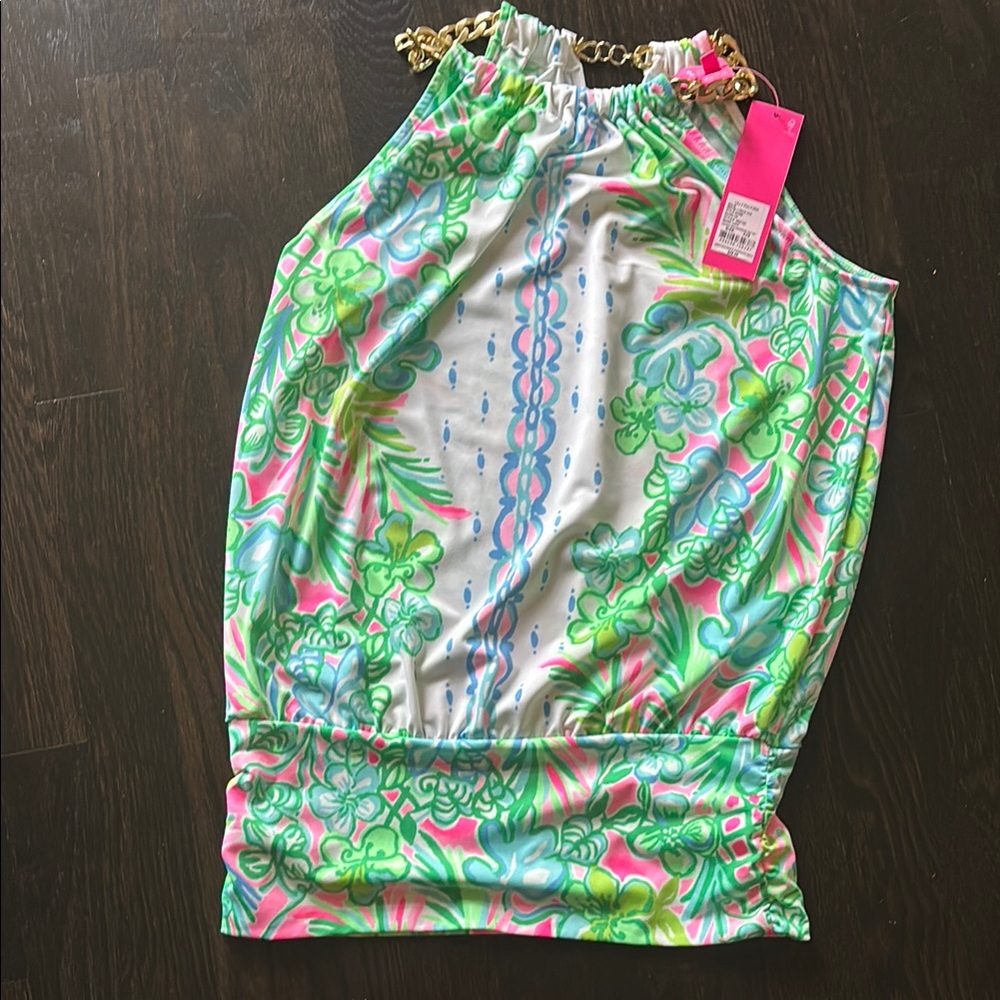 NWT Lilly Pulitzer chain halter with banded bottom
